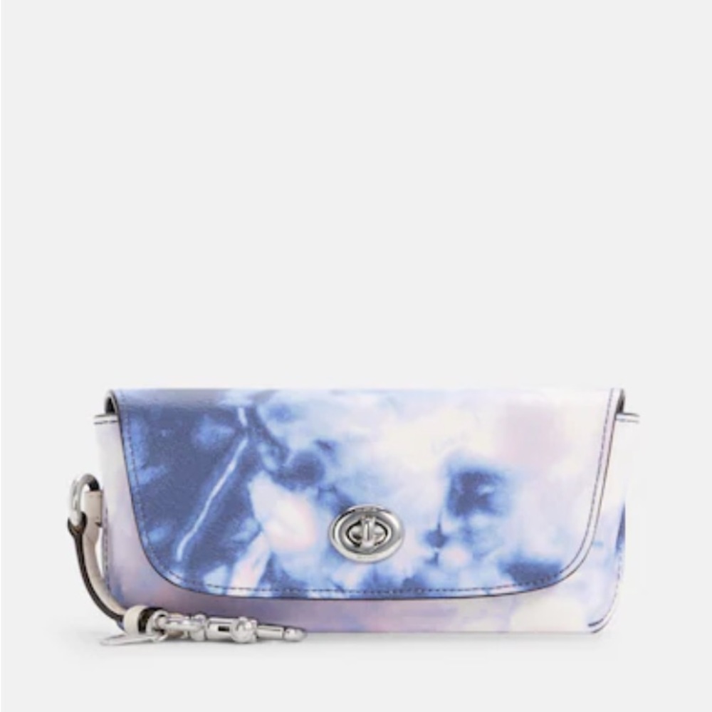 Coach Tie Dye sunglass case nwot pink purple dog leash clip